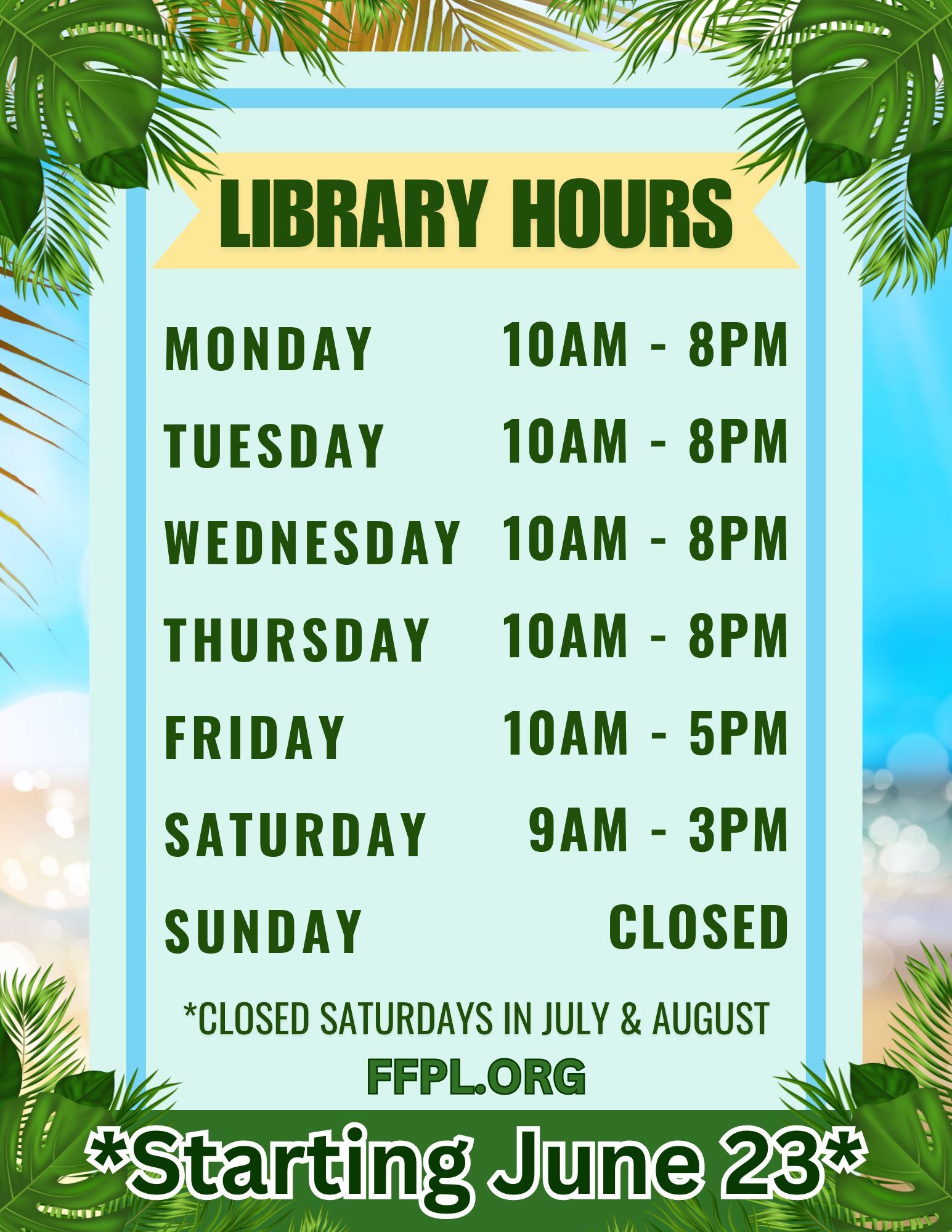 Summer Hours 2025