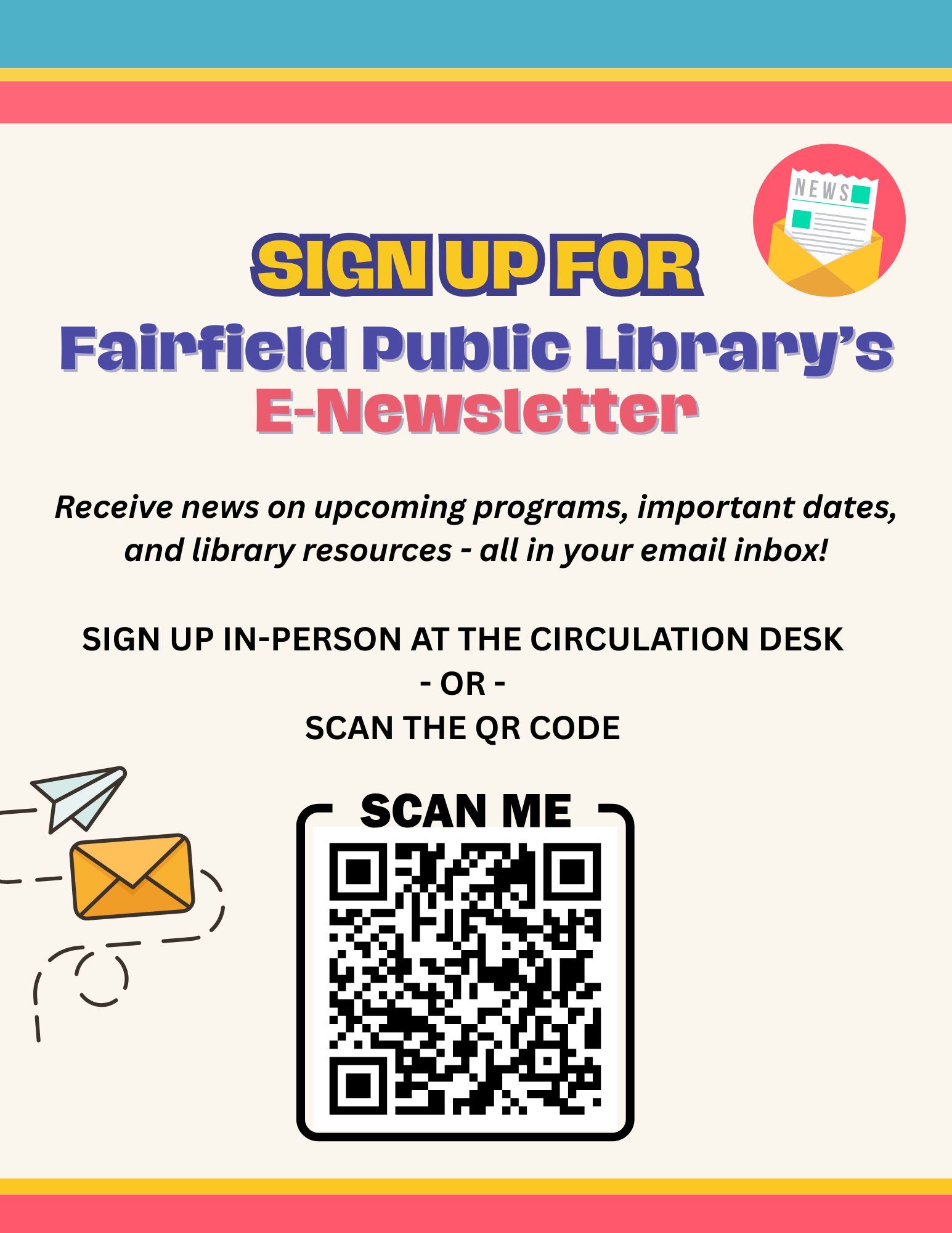SIGN UP FOR Fairfield Public Library E-Newsletter